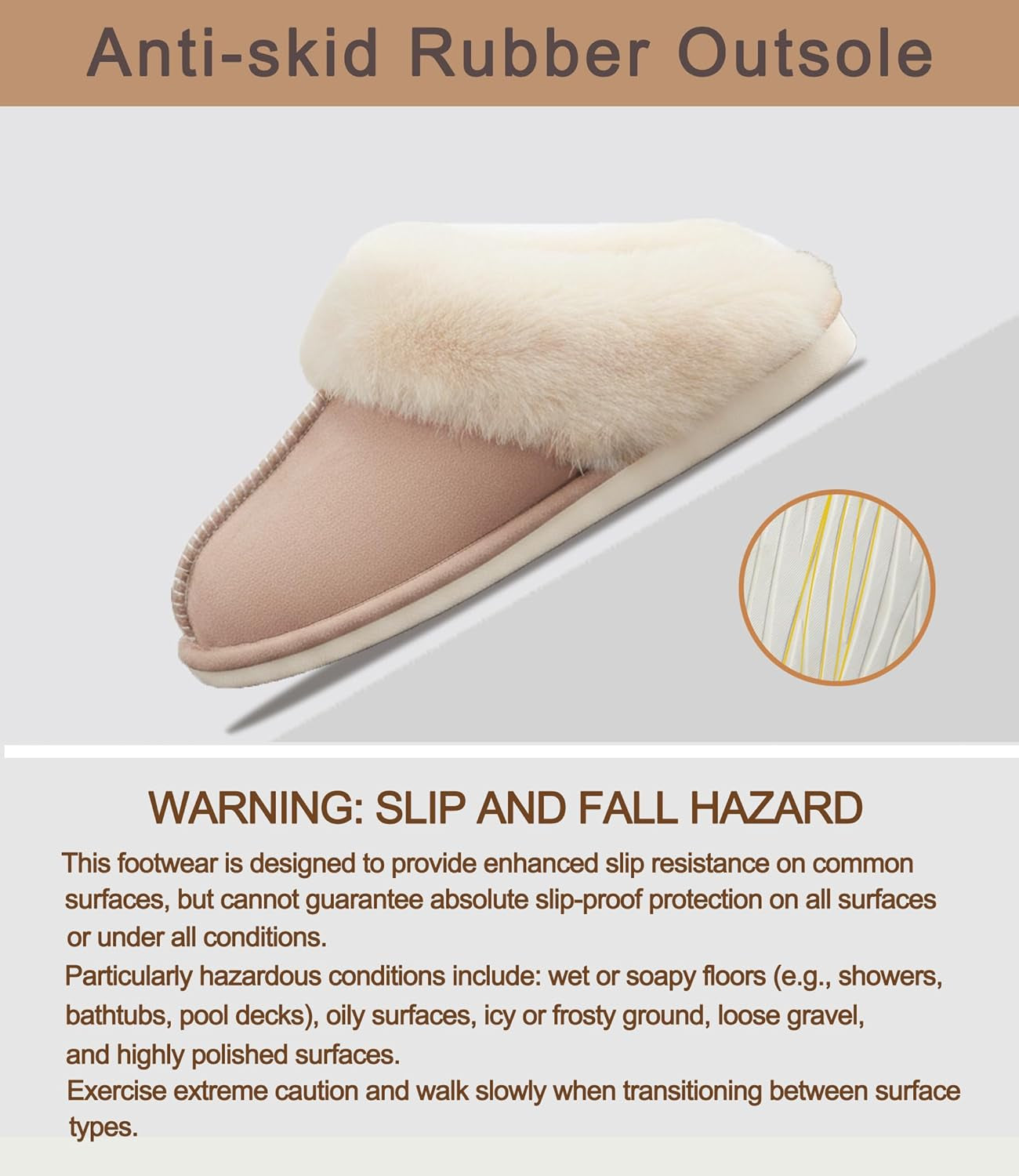 Womens Slipper Memory Foam Fluffy Soft Warm Slip on House Slippers,Anti-Skid Cozy Plush for Indoor Outdoor